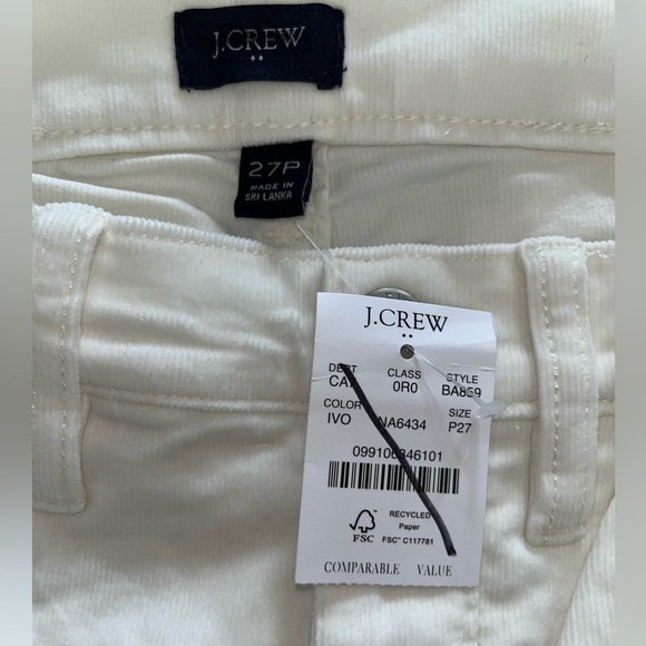 J. Crew Factory Petite High rise skinny Corduroy BA859 Ivory 27P 27 - Picture 4 of 5